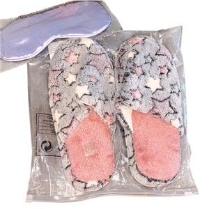 Cozy Star Pattern Slippers with Sleep Mask